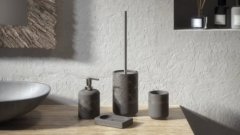 Set accessori bagno da appoggio nero (4 pezzi) serie Chantal Gedy